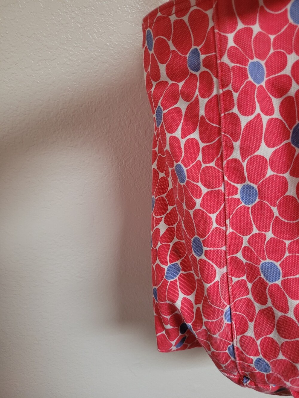 Boden Floral Canvas Tote Bag in Red with Blue Accents - Picture 6 of 8